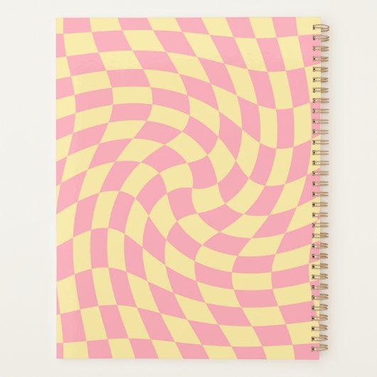 Verkeerde Check Retro Checkerboard Roze Peach Patr Planner (Achterkant)