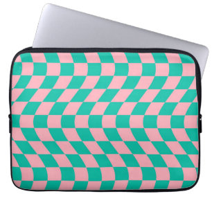 Verkeerde Controle Retro Checkerboard Roze Groen P Laptop Sleeve