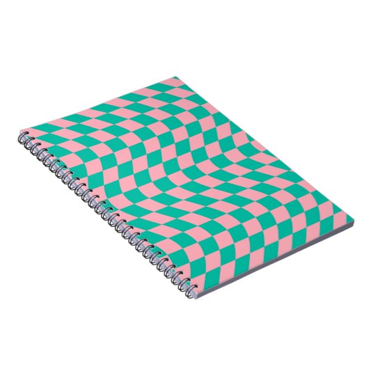 Verkeerde Controle Retro Checkerboard Roze Groen P Notitieboek (Rechterzijde)