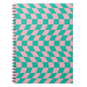 Verkeerde Controle Retro Checkerboard Roze Groen P Notitieboek