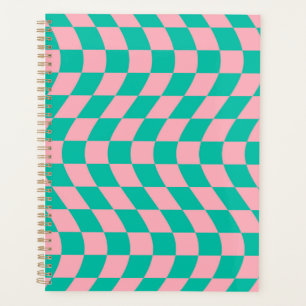 Verkeerde Controle Retro Checkerboard Roze Groen P Planner