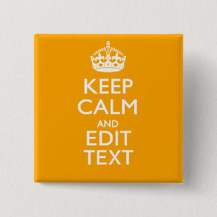 Verkeergeel decor houdt kalm en Jouw tekst Vierkante Button 5,1 Cm