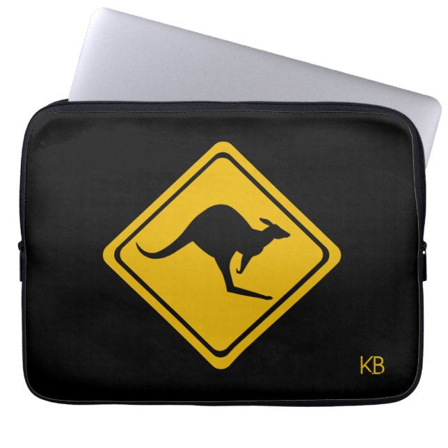 verkeersbord van kangoeroe laptop sleeve (Voorkant)