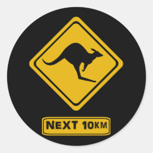 verkeersbord van kangoeroe ronde sticker