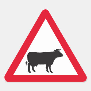 verkeersbord voor vee driehoek sticker