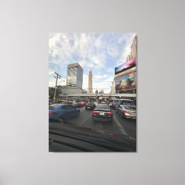 Verkeersleven in Bangkok fotografie canvas Afdruk