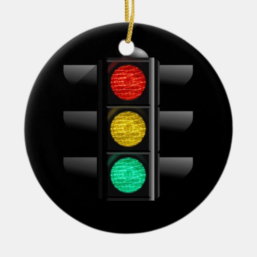 Verkeerslicht rood geel groen keramisch ornament (Voorkant)
