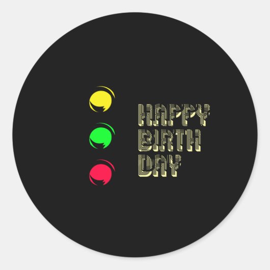 Verkeerslichtverjaardag Ronde Sticker (Voorkant)