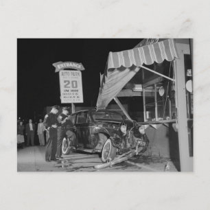 Verkeersongeval, Los Angeles 1951 Vintage Briefkaart