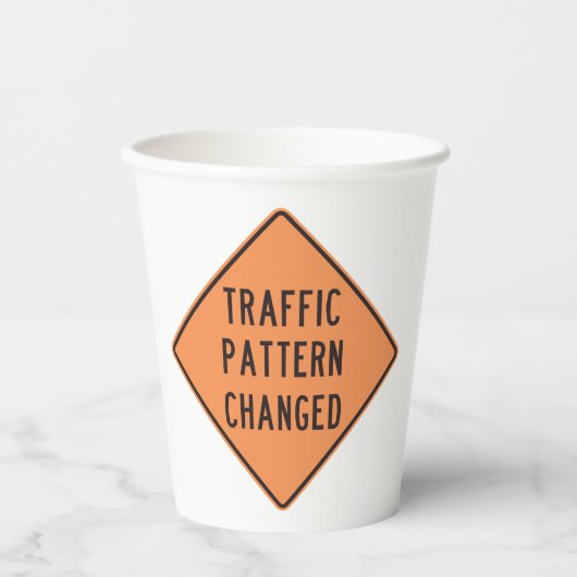 Verkeerspatroon gewijzigd teken papieren bekers (Voorkant)