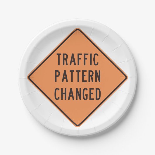 Verkeerspatroon gewijzigd teken papieren bordje (Voorkant)