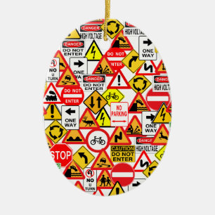 Verkeerstekens Keramisch Ornament