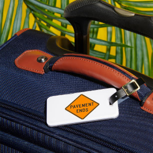 Verkeerswaarschuwingsbord einde verharding weg bagagelabel