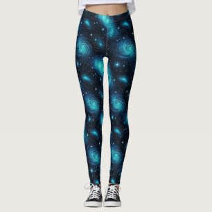 Verken de Kosmos in Trillende Blauwe Snelleggingin Leggings