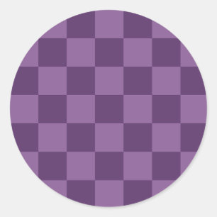 Verken de schoonheid van het paarse schaakbordpatr ronde sticker