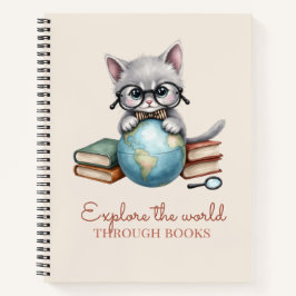 "Verken de wereld door boeken" Schattigee kitten Notitieboek