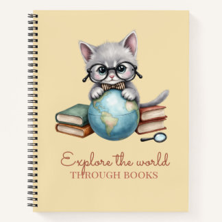 "Verken de wereld door boeken" Schattigee kitten Notitieboek