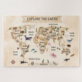Verken de wereldkaart van de aarde legpuzzel