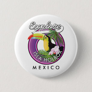 Verken Isla Holbox strand Mexico reizen patch Post Ronde Button 5,7 Cm