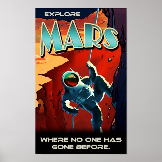 Verken Mars - Aangepaste NASA Retro Travel Poster (Voorkant)
