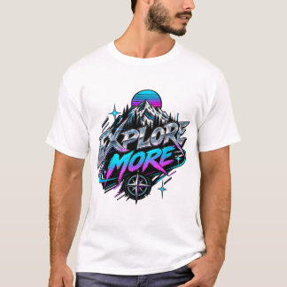 Verken Meer Cyberpunk Berg Chrome Retro T-shirt