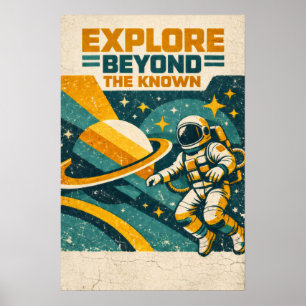 Verken Onbekende Territoria — Retro Ruimtereis Poster