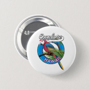Verken retro logo van Hawaï Ronde Button 5,7 Cm