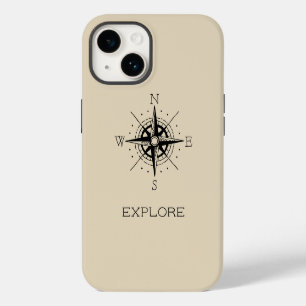 Verken Vintage Kompas Reis Thema iPhone 14 Hoesje