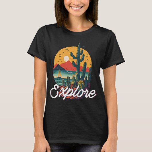Verkennen - cactus zien zijlanschap t-shirt (Voorkant)