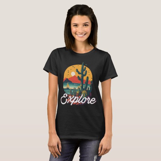 Verkennen - cactus zien zijlanschap t-shirt (Voorkant volledig)