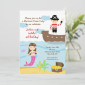 Verkennende uitnodigingen van Mermaid en Pirate Bi (Staand voorkant)