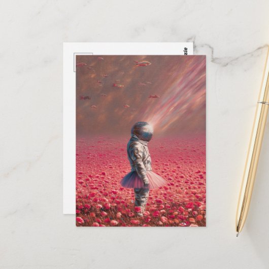 Verkenner in de bloemen met vliegende vissen briefkaart (Voorkant / Achterkant in situ)