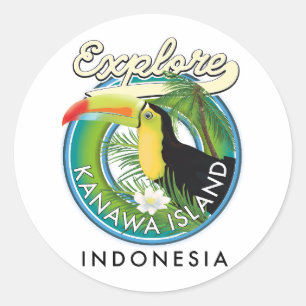 verkenning foto van het eiland indonesië van kanaw ronde sticker