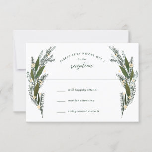 Verketting Flowers Leaves Greenery White Wedding RSVP Kaartje