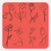 Verketting Flowers Vierkante Sticker (Voorkant)