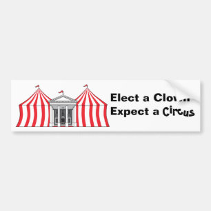 Verkies een clown, verwacht een cirkelbumpersticke bumpersticker