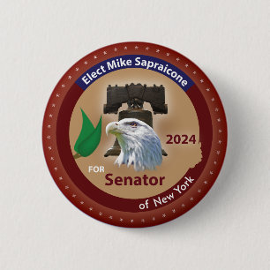 Verkies Mike Sapraicone voor Senator van New York. Ronde Button 5,7 Cm