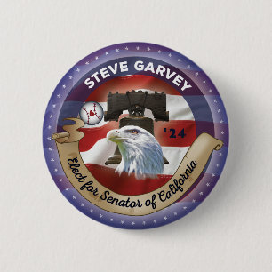 Verkies Steve Garvey voor Senator van Californië Ronde Button 5,7 Cm