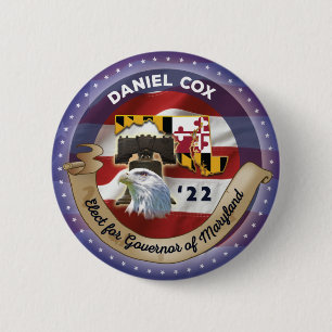 Verkiezing Daniel Cox voor gouverneur van Maryland Ronde Button 5,7 Cm