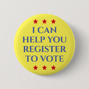 Verkiezing   Ik kan je helpen om je te registreren Ronde Button 5,7 Cm