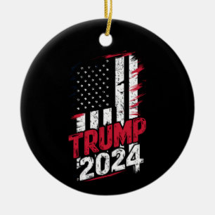 Verkiezing TRUMP 2024 Amerikaanse  vlag Keramisch Ornament