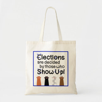Verkiezingen worden beslist door degenen die shows tote bag