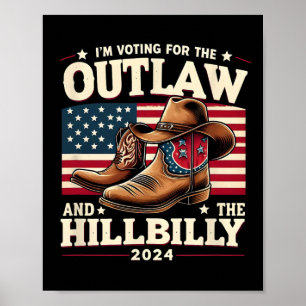 Verkiezingsdag Outlaw Hillbilly 2024 Cowboyschoene Poster