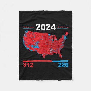 Verkiezingskaart Trump 312 Red 2024 Verkiezingsres Fleece Deken