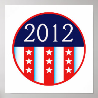 Verkiezingszegel rood en blauwe stemming 2012 poster