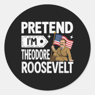 Verkleed als Theodore Roosevelt Kostuum Halloween Ronde Sticker