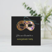 VERKLEEDPARTY, Zwart wit blauw Kaart (Staand voorkant)