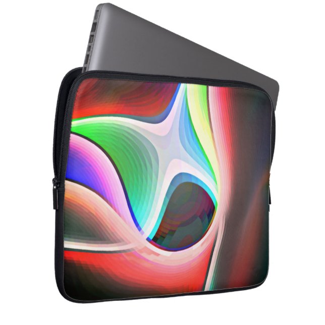 Verkleurde abstracte vorm van gebogen uitknipbekle laptop sleeve (Voorkant Rechts)
