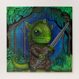 Verkleurde Chameleon op pagina Forrest-kleurboek Legpuzzel
