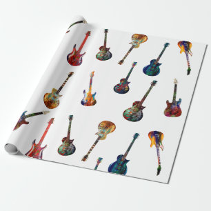 Verkleurde gitaren cadeaupapier